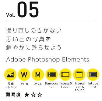Vol.05 撮り直しのきかない思い出の写真を鮮やかに甦らせよう | Adobe Photoshop Elements