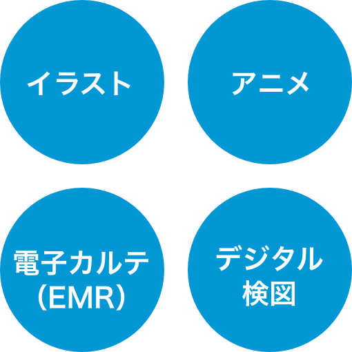 イラスト、アニメ、電子カルテ(EMR)、デジタル検図
